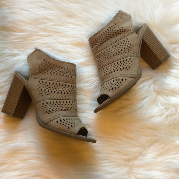 Nordstrom Shoes - Stacked Heel Laser Cut Ankle Booties